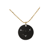 Zirconium Capricorn Zodiac Lab Grown Diamond Disc Necklace with Gold Filled Chain